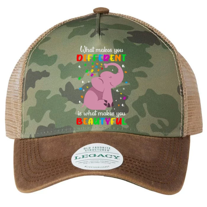 What Makes You Different Elephant Autism Awareness Day Legacy Tie Dye Trucker Hat