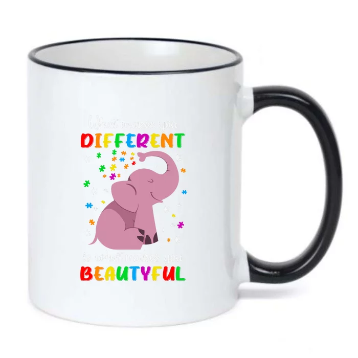 What Makes You Different Elephant Autism Awareness Day Black Color Changing Mug