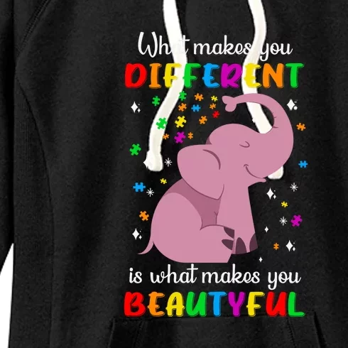 What Makes You Different Elephant Autism Awareness Day Women's Fleece Hoodie