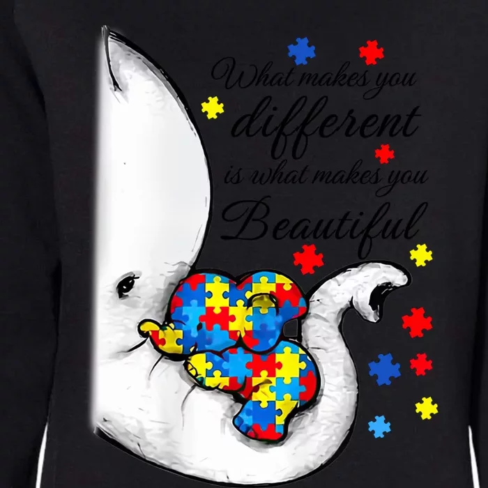 What Makes You Different Elephant Mom Autism Awareness Gift Womens California Wash Sweatshirt