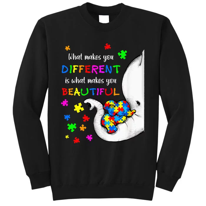 What Makes You Different Elephant Mom Autism Child Awareness (1) Tall Sweatshirt