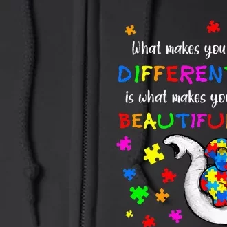 What Makes You Different Elephant Mom Autism Child Awareness (1) Full Zip Hoodie