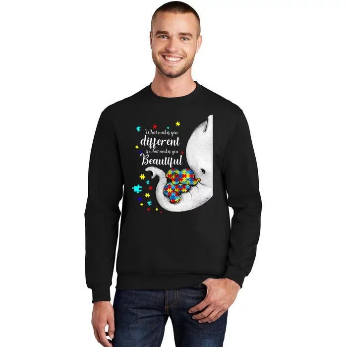 What Makes You Different Elephant Mom Autism Child Awareness Sweatshirt