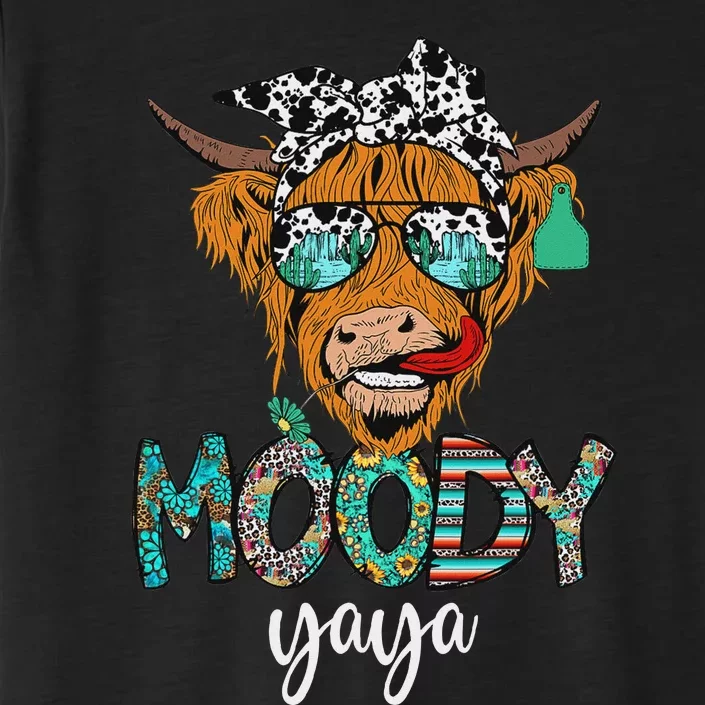 Western Moody Yaya Sunglasses Highland Cows Country Lover ChromaSoft Performance T-Shirt