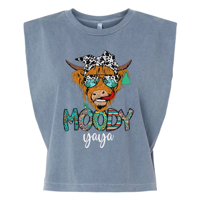 Western Moody Yaya Sunglasses Highland Cows Country Lover Garment-Dyed Women's Muscle Tee