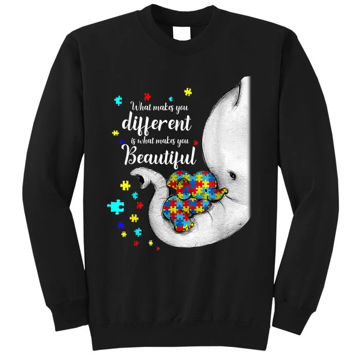 What Makes You Different Elephant Mom Autism Child Awareness Tall Sweatshirt