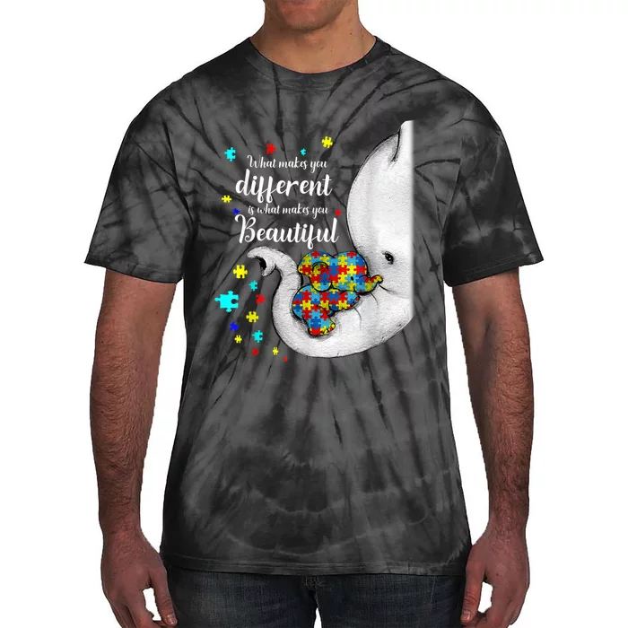 What Makes You Different Elephant Mom Autism Child Awareness Tie-Dye T-Shirt