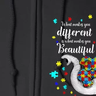 What Makes You Different Elephant Mom Autism Child Awareness Full Zip Hoodie