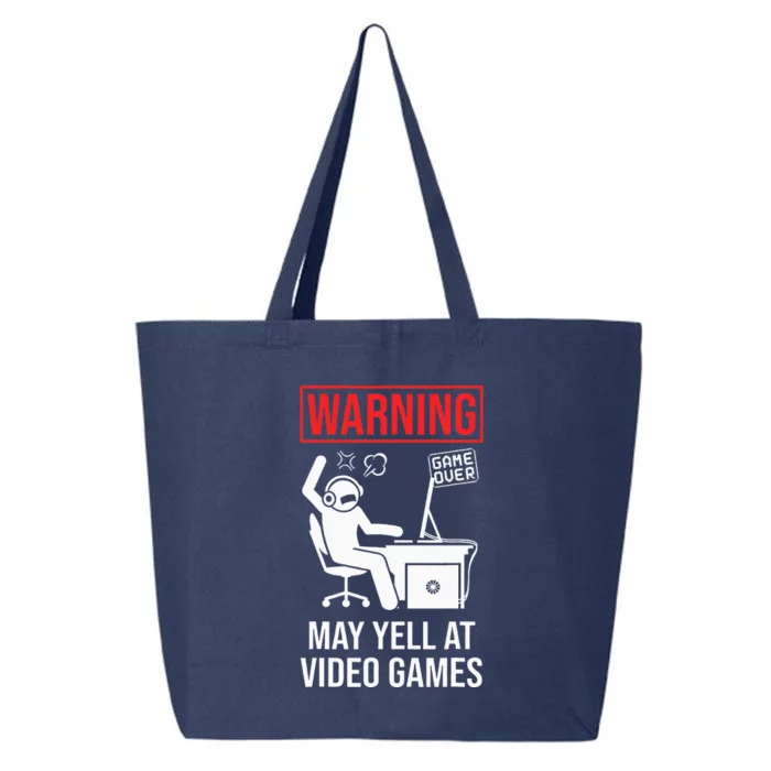 Warning May Yell At Video Games Gamer 25L Jumbo Tote