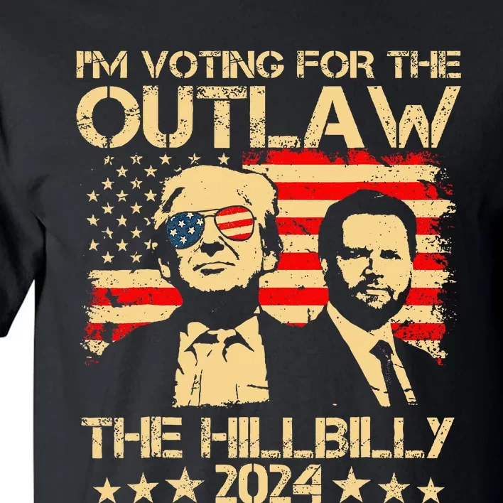 Trump Vance 2024 Outlaw Hillbilly Vintage USA Flag Tall T-Shirt