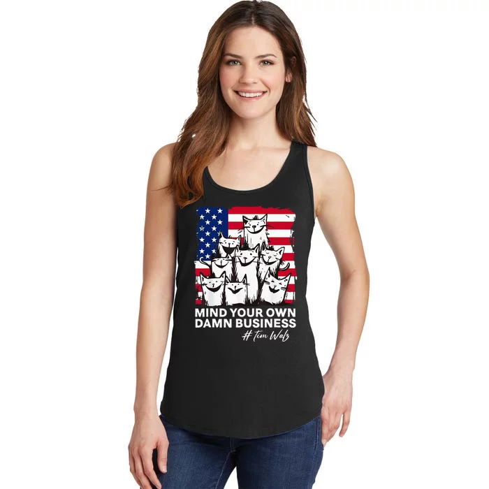 Walz Mind Your Own Damn Business Harris Waltz Cat Lady Ladies Essential Tank