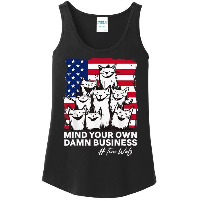 Walz Mind Your Own Damn Business Harris Waltz Cat Lady Ladies Essential Tank