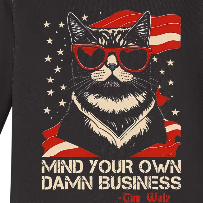 Walz Mind Your Own Damn Business Harris Waltz Cat Lady Baby Long Sleeve Bodysuit