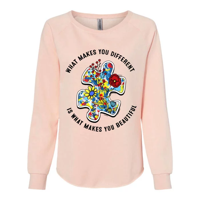 What Make You Different Is What Make You Beautiful Autism Puzzle Womens California Wash Sweatshirt