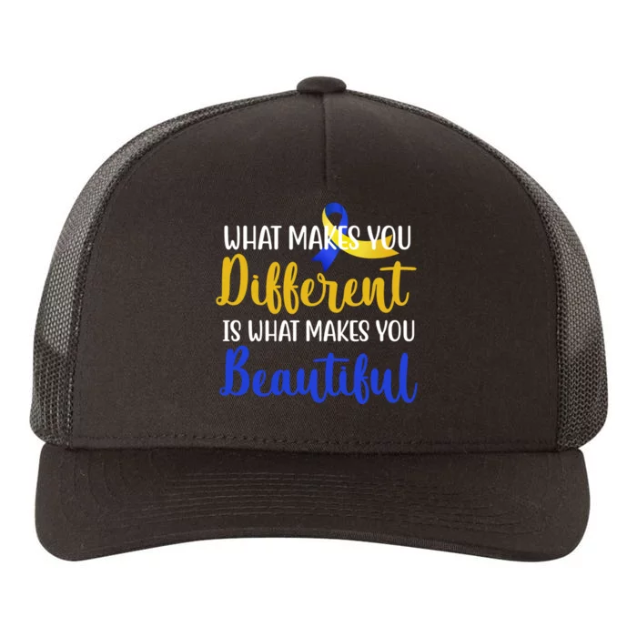 What Makes You Different Is What Makes You Beautiful Down Syndrome Yupoong Adult 5-Panel Trucker Hat