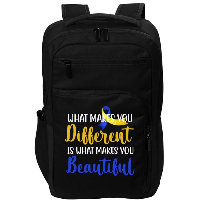 What Makes You Different Is What Makes You Beautiful Down Syndrome Impact Tech Backpack