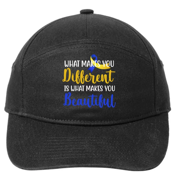 What Makes You Different Is What Makes You Beautiful Down Syndrome 7-Panel Snapback Hat