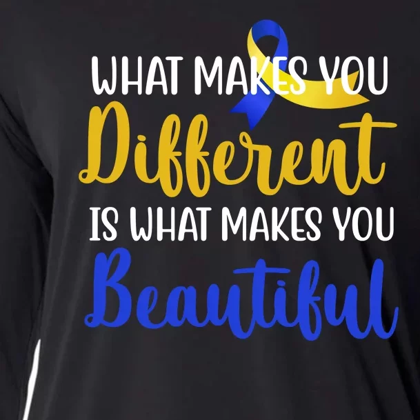 What Makes You Different Is What Makes You Beautiful Down Syndrome Cooling Performance Long Sleeve Crew