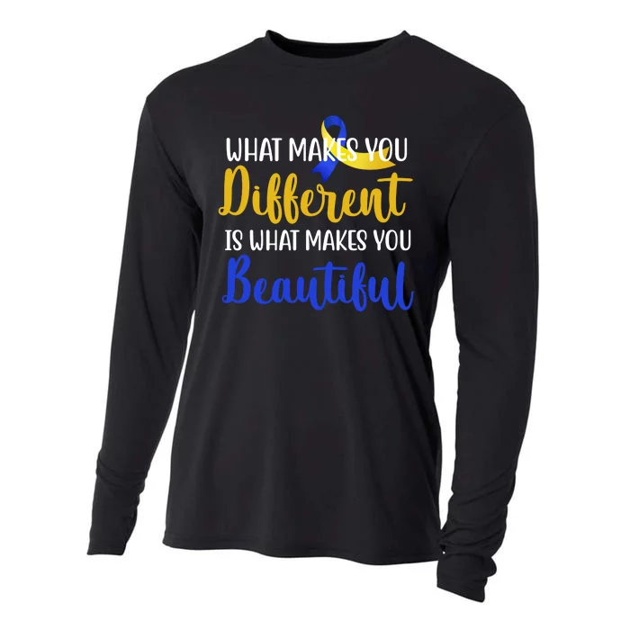 What Makes You Different Is What Makes You Beautiful Down Syndrome Cooling Performance Long Sleeve Crew