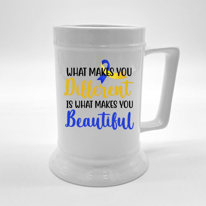 What Makes You Different Is What Makes You Beautiful Down Syndrome Front & Back Beer Stein