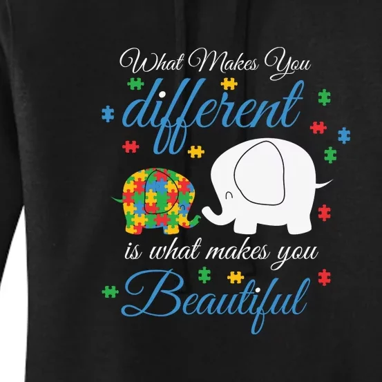 What Makes You Different Elephant Autism Awareness Month Women's Pullover Hoodie