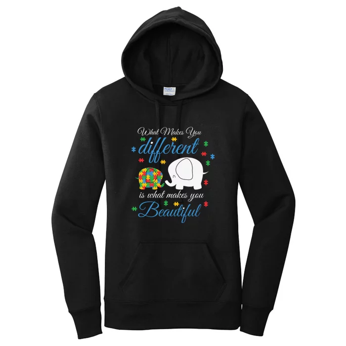 What Makes You Different Elephant Autism Awareness Month Women's Pullover Hoodie