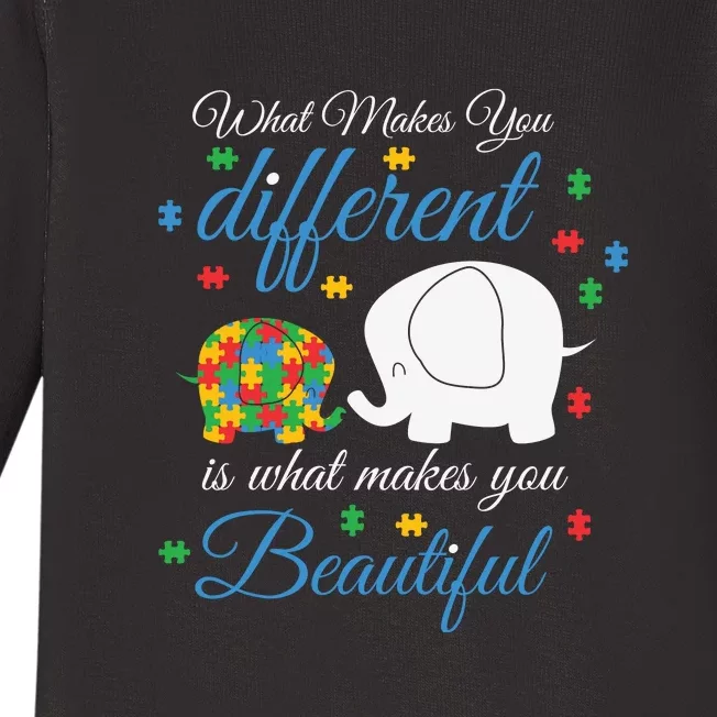 What Makes You Different Elephant Autism Awareness Month Baby Long Sleeve Bodysuit