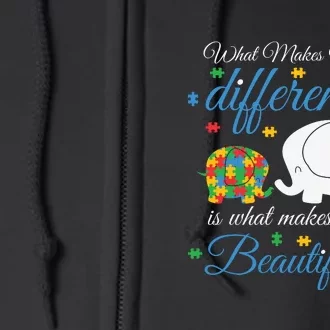 What Makes You Different Elephant Autism Awareness Month Full Zip Hoodie