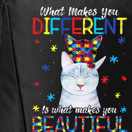 What Makes You Different Cat Mom Autism Child Awareness City Backpack