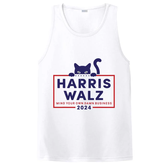 Walz Mind Your Own Damn Business Harris Waltz Cat Lady Performance Tank