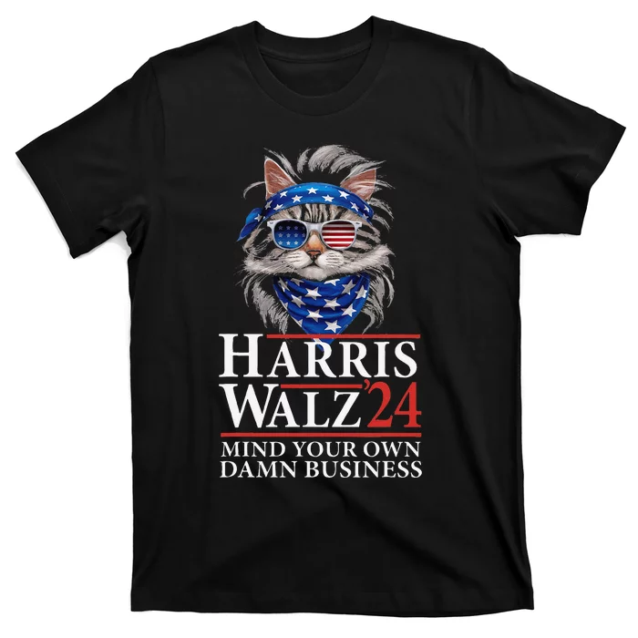 Walz Mind Your Own Damn Business Harris Waltz Cat Lady Gift T-Shirt