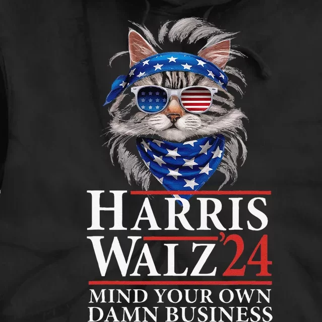 Walz Mind Your Own Damn Business Harris Waltz Cat Lady Gift Tie Dye Hoodie