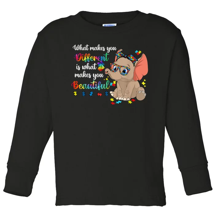 What Makes You Different Is What Makes You Beautiful Autism Toddler Long Sleeve Shirt