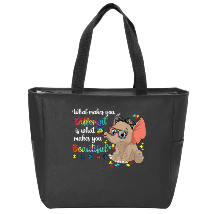 What Makes You Different Is What Makes You Beautiful Autism Zip Tote Bag