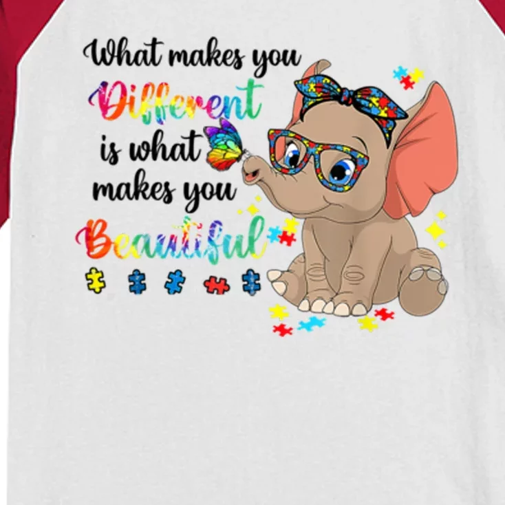 What Makes You Different Is What Makes You Beautiful Autism Kids Colorblock Raglan Jersey