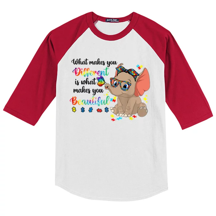 What Makes You Different Is What Makes You Beautiful Autism Kids Colorblock Raglan Jersey