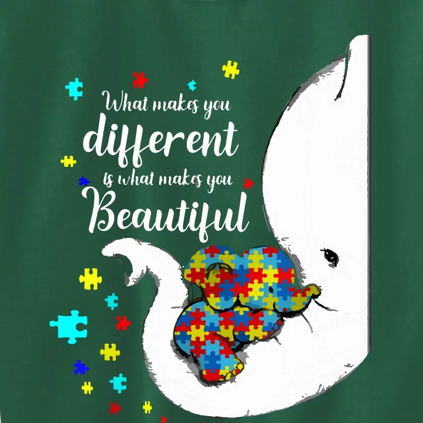 What Makes You Different Elephant Mom Autism Child Awareness Kids Sweatshirt