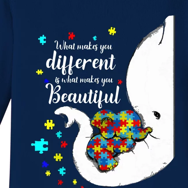 What Makes You Different Elephant Mom Autism Child Awareness Baby Long Sleeve Bodysuit