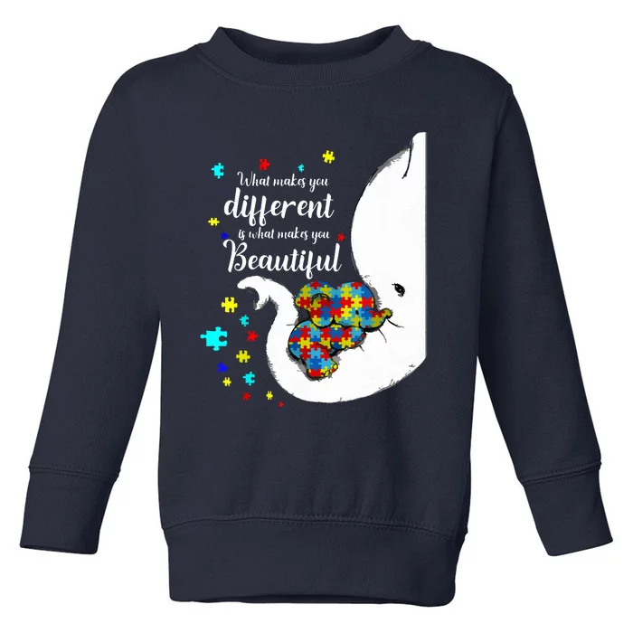 What Makes You Different Elephant Mom Autism Child Awareness Toddler Sweatshirt