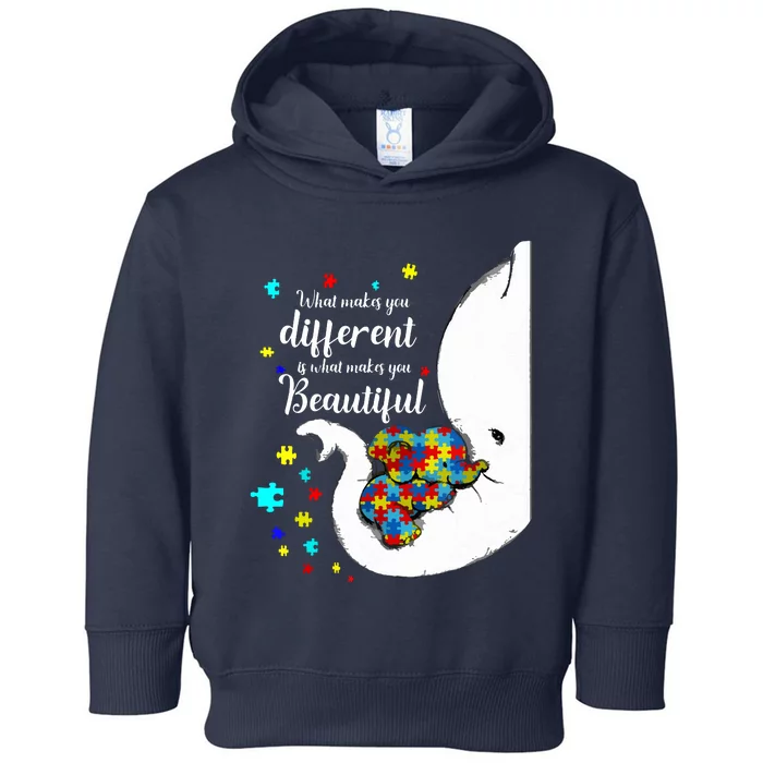 What Makes You Different Elephant Mom Autism Child Awareness Toddler Hoodie