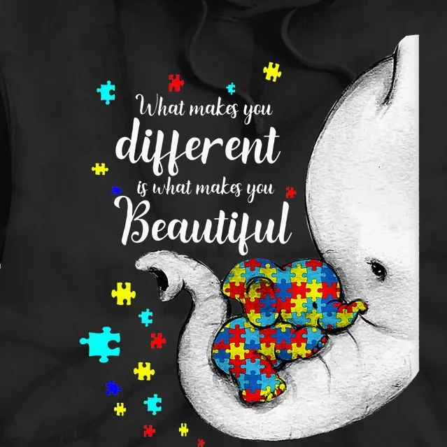 What Makes You Different Elephant Mom Autism Child Awareness Tie Dye Hoodie