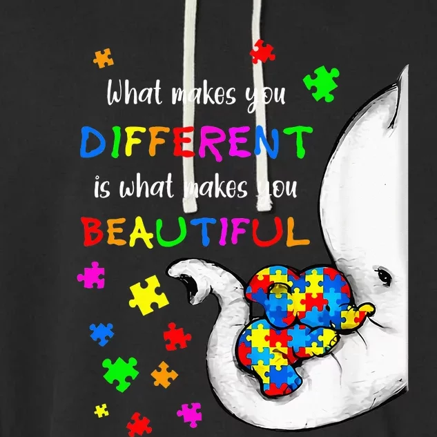 What Makes You Different Elephant Mom Autism Child Awareness Garment-Dyed Fleece Hoodie