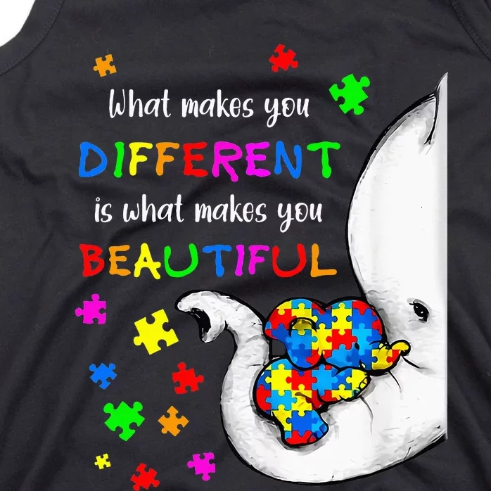 What Makes You Different Elephant Mom Autism Child Awareness Tank Top