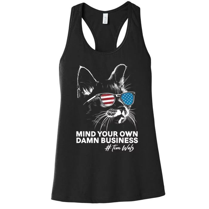 Walz Mind Your Own Damn Business Harris Waltz Cat Lady Women's Racerback Tank