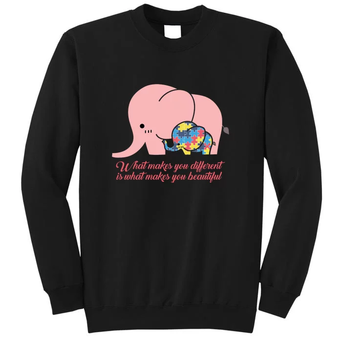 What Makes You Different Elephant Mom Autism Awareness Month Tall Sweatshirt