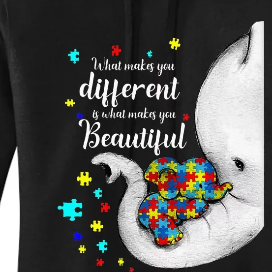 What Makes You Different Elephant Mom Autism Child Awareness Women's Pullover Hoodie