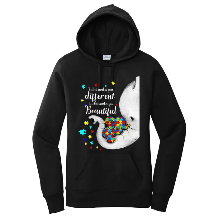 What Makes You Different Elephant Mom Autism Child Awareness Women's Pullover Hoodie