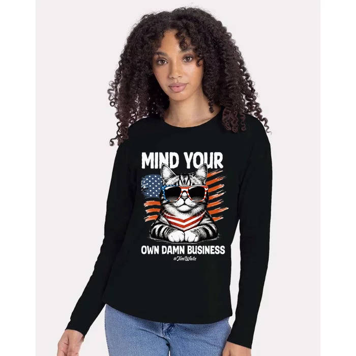 Walz Mind Your Own Damn Business Harris Waltz Womens Cotton Relaxed Long Sleeve T-Shirt