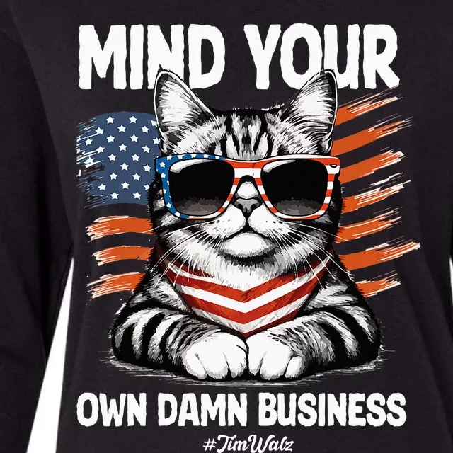 Walz Mind Your Own Damn Business Harris Waltz Womens Cotton Relaxed Long Sleeve T-Shirt