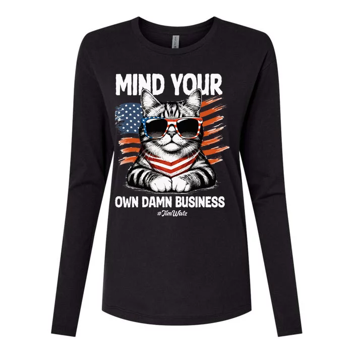 Walz Mind Your Own Damn Business Harris Waltz Womens Cotton Relaxed Long Sleeve T-Shirt